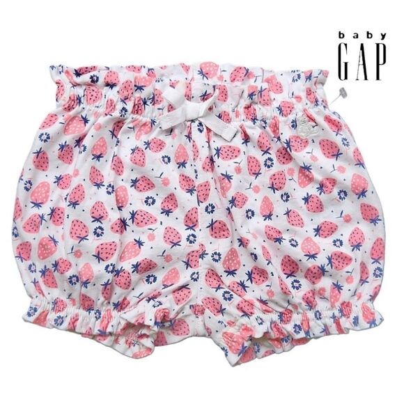 Baby Gap Pull-on Shorts Pink and White 100% Organic Cotton Size 6 - 12 Months - Picture 1 of 9